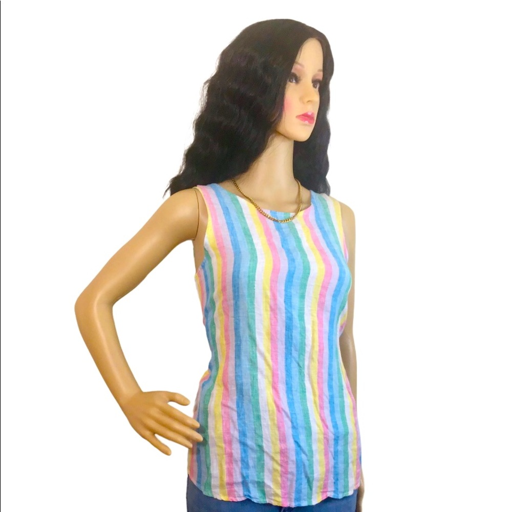 Lord and Taylor Colorful 100% Linen Tank Top